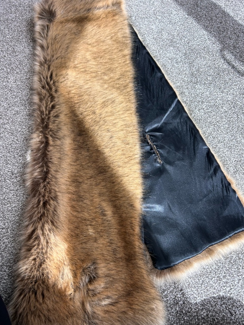Brown Fur Stole with Black Satin Lining